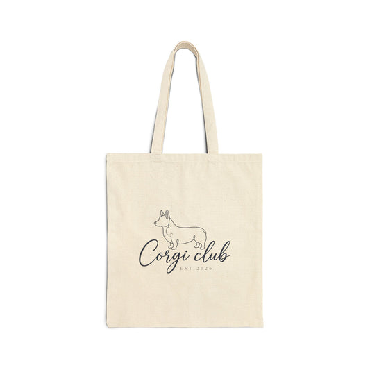 Corgi Club Cotton Tote Bag — Cute Minimal Dog Outline Eco Shopper